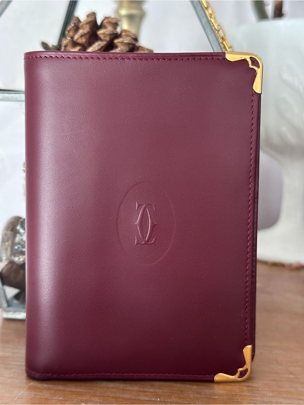 Vintage Cartier Calfskin Bifold Wallet in Bordeaux/Burgundy